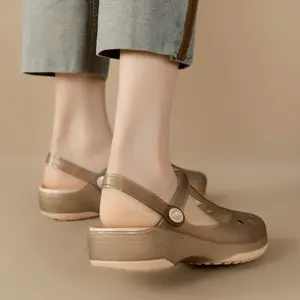 Women's Mary Jane Jelly Clogs Soft Sole Non-Slip Summer Beach Sandals fur slides Ballet Flat Wedge Slip-On Loafers