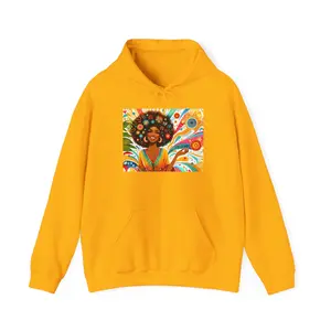 Afro Goddess Hoodie, African American Woman Sweatshirt, Colorful Hooded Jumper, Ethnic Design Apparel, Unisex Pullover, Afrocentric Clothing