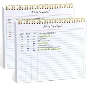 Activity Log Notepad, Spiral Activity Log Book for Business Work with Checklist, Organized Time Spending, Appointment or Contact. 8.5 x 11 Inch,Thick Paper, Hard Backing(2 pieces)