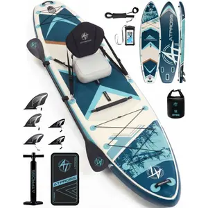 [Summervibes] 12'×36" Inflatable Stand Up Paddle Board, 500LBS Extra Wide Capacity Outdoor SUP, Premium Non-Slip Stable Deck with Kayak Seat, Complete Accessories Kit with Backpack for Advanced Paddlers, Fishing