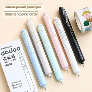4pc Pocket Pen Case Press Type Neutral Pen Quick Dry Cute Anti-Drop Portable Girl Heart Brushing Rollerball Pen Set Smooth Writing Pens
