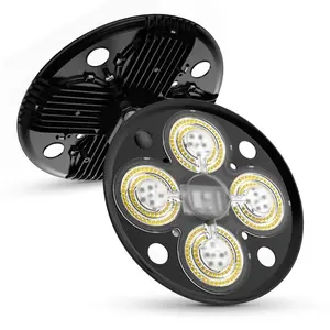 SANSI LED High Bay Shop Light, 120W (800W Equivalent), 12,000LM, 5000K Daylight, UFO Design, IP65 Waterproof, Non-Dimmable, 13.8" Cable – Perfect for Warehouse, Factory, Garage, Barn, Workshop