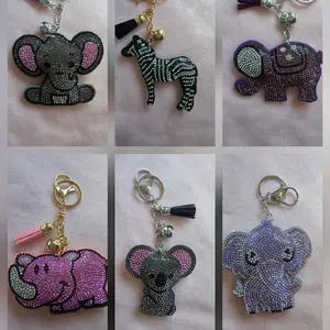 Wild Animal Bling Bag Charm Keychains - Assorted Designs with Rhinestones and Tassels