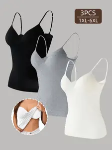 Women's Plus Size Sexy Tank Top 2xl-6xl, Sleeveless Strapless Underwear, Casual Slim-Fit, Multi-Color, Party Wear, All Seasons