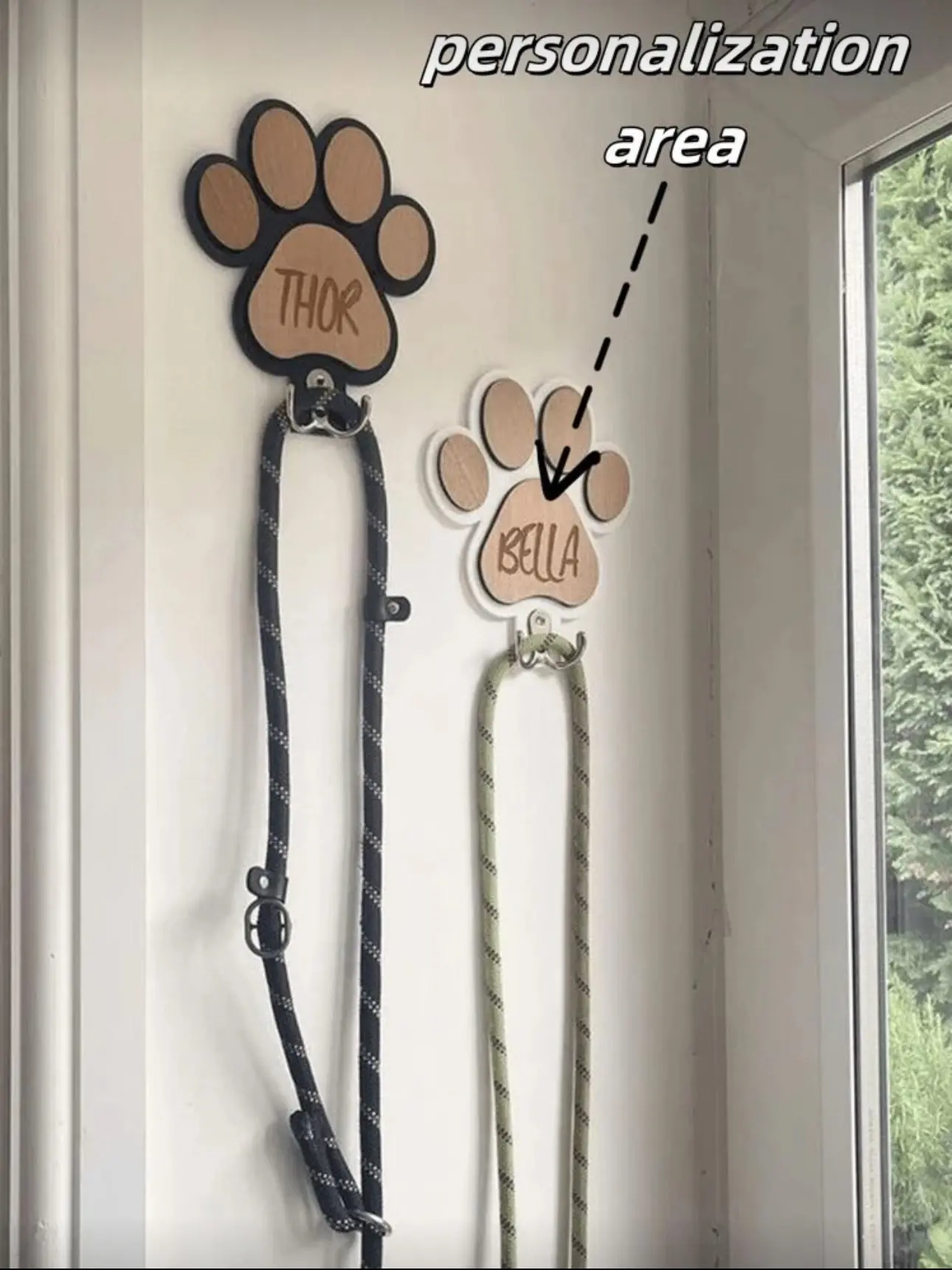 Personalized Wooden Leash Hook for Dog & Cat Stylish Cute Colorful Cuties Unique Customized Home Goods Ideal Gifts for Him Her Family Friends Pet Lovers Organiser Regular Edition Wall Hook Ornamental Wall Wall
