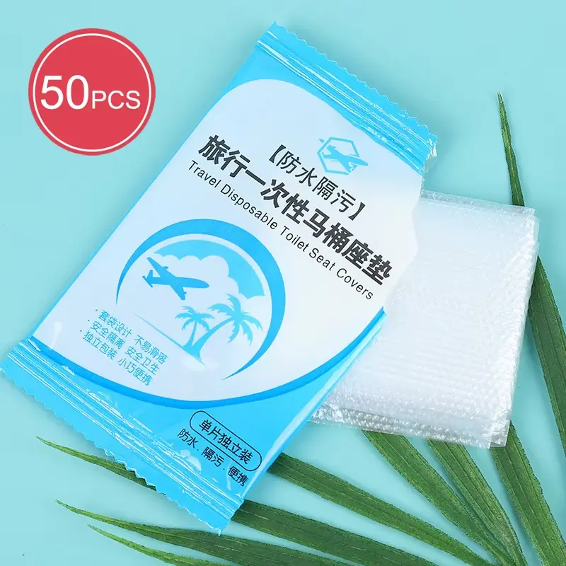 50Pcs Disposable Toilet Seat Covers - Waterproof Non-Slip Individually Wrapped Travel Protectors for Hygiene on the Go Perfect for Public Toilets and Travel Use Eco-Friendly Material