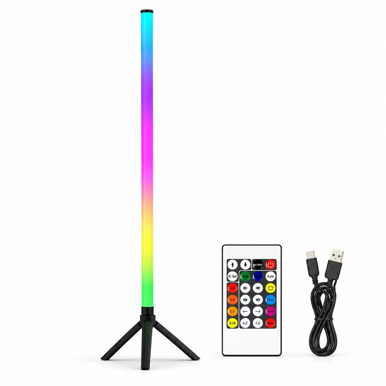 Smart RGB LED Floor Lamp - 24-Key Remote Included, APP Control, Music Sync, 16M RGB Colors, Adjustable Brightness, Dynamic Lighting for Gaming Rooms, Everyday Home Décor, Streaming Enthusiasts