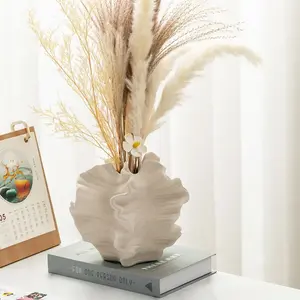 Unique Ceramic Vase, Creative Modern Flower Pot,  Ceramic Art Desktop Vase, Wabi sabi Style,  Rustic Dried Flower Vase - Home Interior Decor Supplies for Living Room Bedroom Dining Room, Bedroom Decorative Accessories