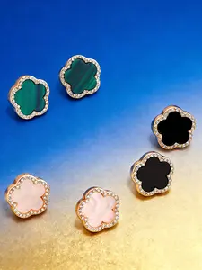 Three pairs of earrings Women's Earring Set, Classic Design, Glass Inlay Fashionable & Versatile, Lucky Clover Pattern ,Elegant Jewelry Gift, Versatile Earrings ，Lucky Flower-shaped Earrings, Stud earring jewelry