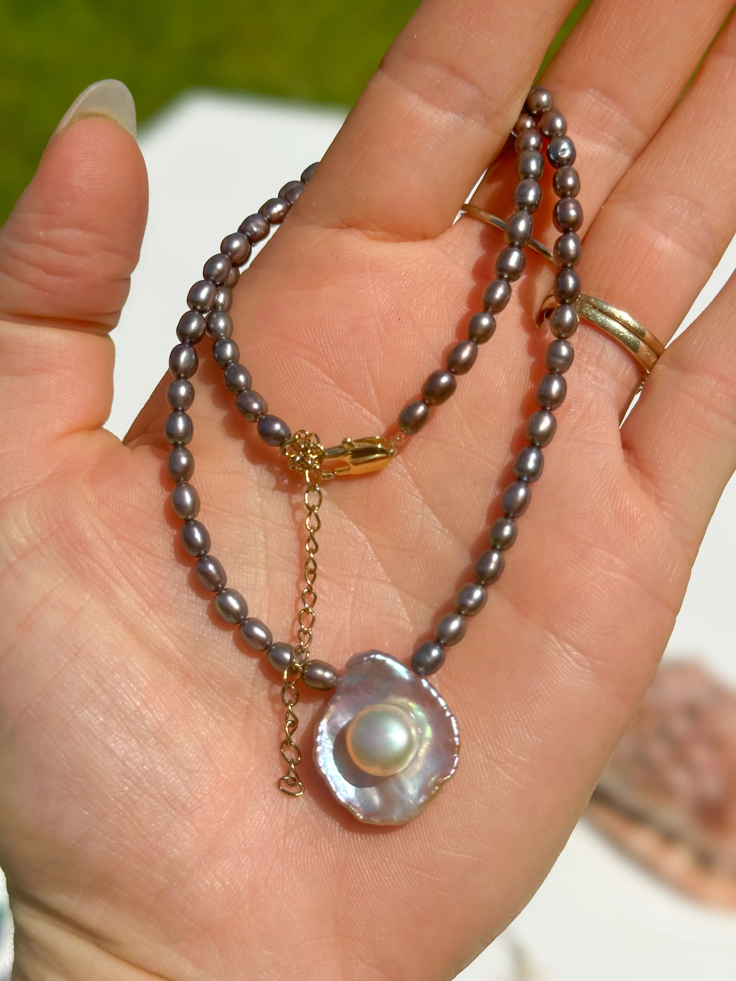 MerMadeGems Pearl in an Oyster Choker Necklace