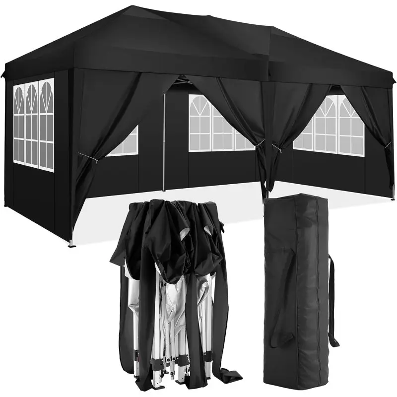 High end and high-quality 10'x20' Folding Canopy with 6 Removable Sidewalls Outdoor Event Shelter UPF 50+ Gazebo Portable Tents for Parties Beach Camping Wedding EZ Pop Up Canopy