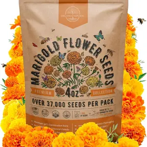 Marigold Seeds - Over 37,000 Non-GMO Heirloom Marigold Seeds for Planting Indoor & Outdoor Gardening, 4oz Pack