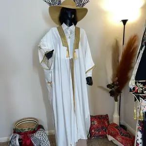 Bidaya Black Gold Embroidered Bisht Abaya for Women