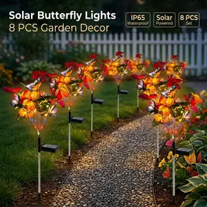 8 Pack Solar Butterfly Garden Lights, IP65 Waterproof Outdoor Decor
