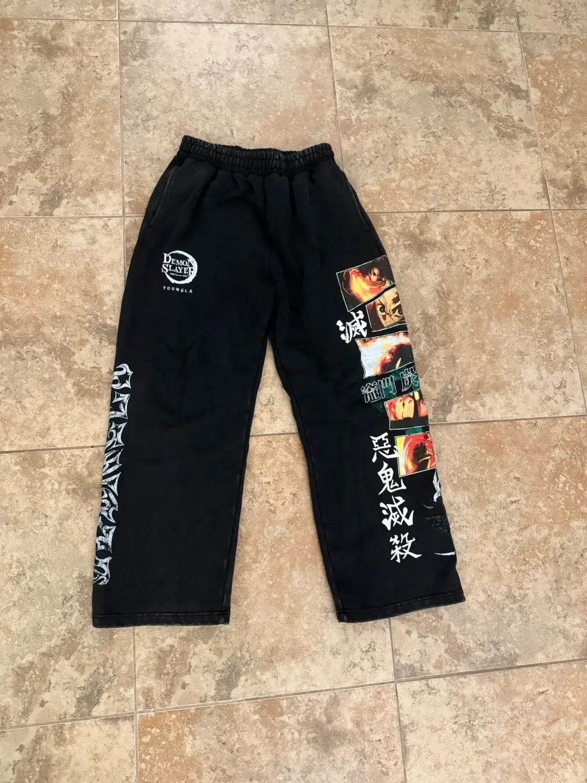 Yla Streetwear Anime Sweatpants Men Black Baggy Oversized Graphic Pants