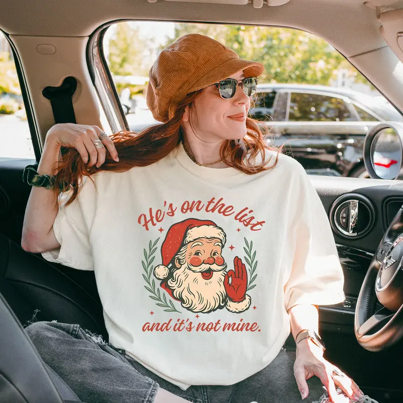 He's On The List Holiday Tee, Anti Trump Santa Claus T-shirt, FDT Xmas Shirt,  Subtle Protest Xmas Sweatshirt,Hoodie Casual Cotton