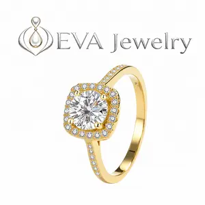 [EVA Jewelry] Square 925 Sterling Silver Synethic Moissanite Ring