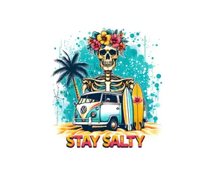 Stay Salty • T-shirt Tee Shirt Comfortable Unisex Top Beach Skull Surf VW