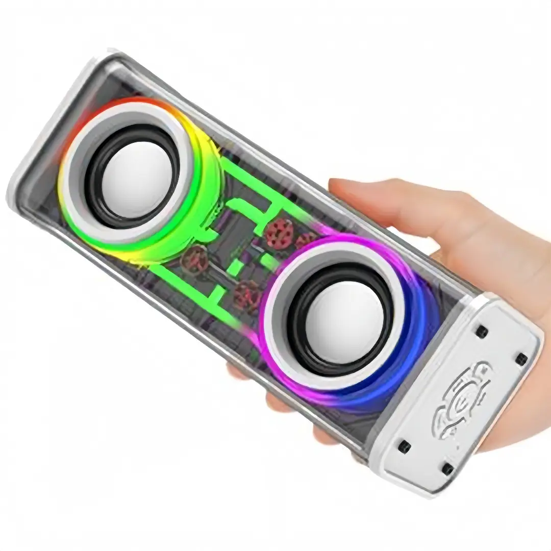Mini Bluetooth Speaker with LED light, Portable, Hands-Free Speakerphone. Rechargeable Using Micro USB, Wireless Stereo for Beach, Shower & Home