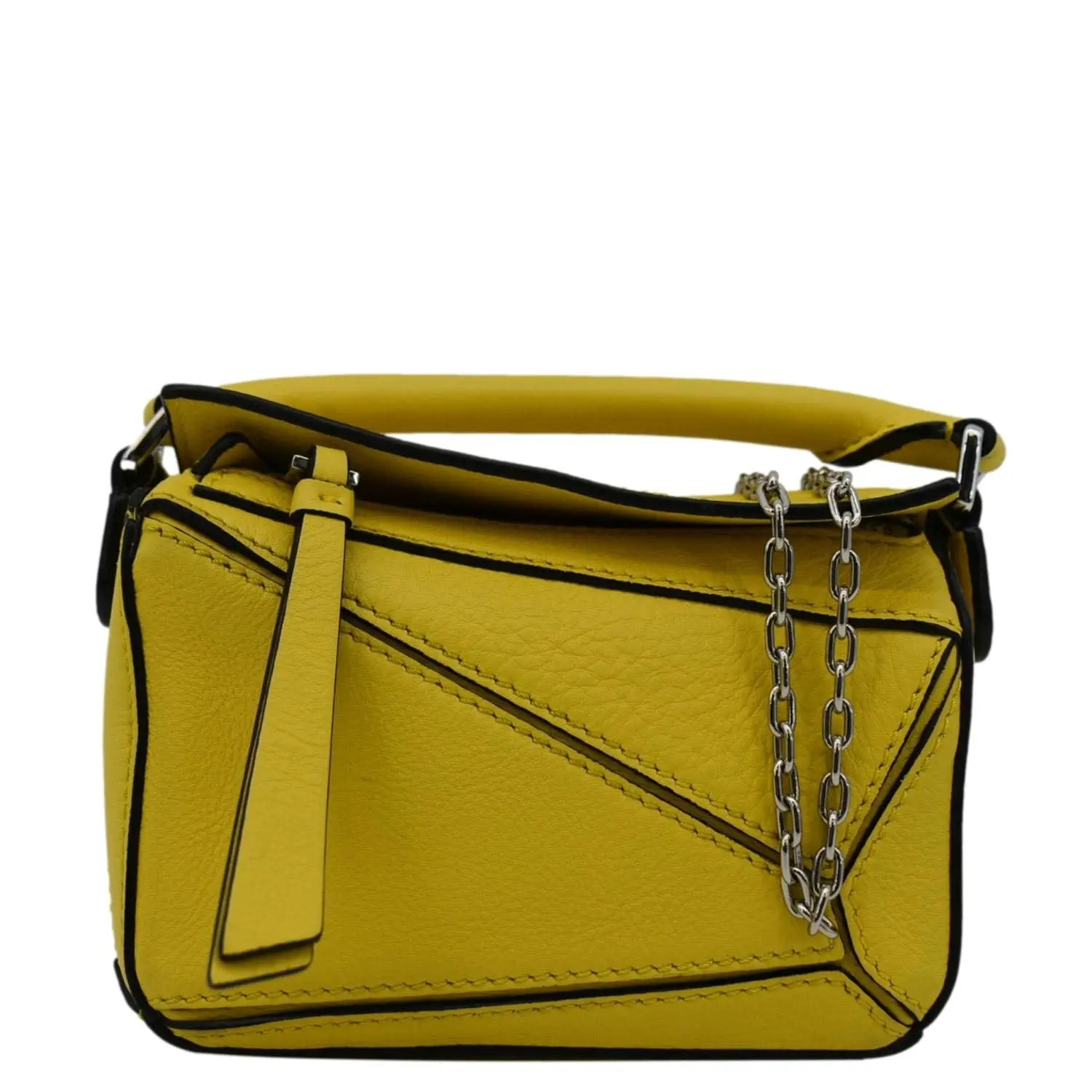 Pre-owned Loewe Leather Shoulder Bags Nano Puzzle Shoulder Bag Yellow