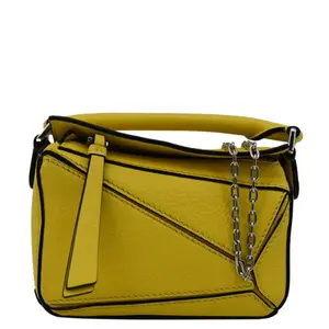 Pre-owned Loewe Leather Shoulder Bags Nano Puzzle Shoulder Bag Yellow
