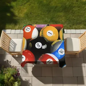 360 stand Billiards Hyperrealist Closeup Pool Balls Tablecloth, 58x58 in, Water Resistant, Indoor/Outdoor Textile Home Decor