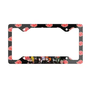 Akatsukis Red Cloud Metal License Plate Frame - Japanese Anime Villain Aesthetic Car Decor