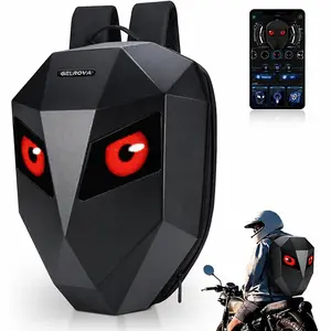 Gelrova Knight LED Motorcycle Backpack Programmable Screen Large 19in Adjustable Straps Water-resistant Stylish Daypack for Travel Cycling Gift Black outdoorfun
