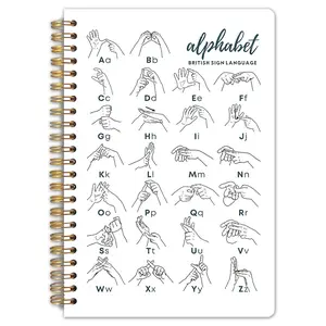1 Spiral Notebook with an English Sign Language Alphabet Theme | 5.5 x 8.3 inches, high-quality inner pages with grid lines, language learning diary, perfect gift for English Sign Language learners, durable binding
