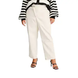 Women's Plus Size High Rise Overlap Waist Straight Leg Jeans Future Collective Denim Comfort