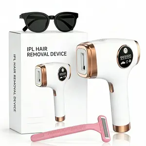 IPL Hair Removal Device, Portable Permanent Hair Reduction for Men and Women, Home Hair Remover with Razor and Glasses, 999,999 Flashes, Underarms Back Legs Arms Face Bikini Line