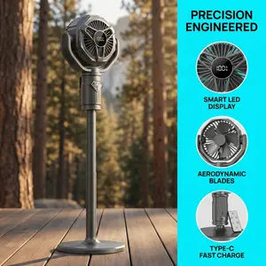 Portable Rechargeable Standing Fan with Remote – 10 Speeds, 4000mAh Battery, 3 Adjustable Heights, Oscillating, Timer & LED Display for Home & Bedroom