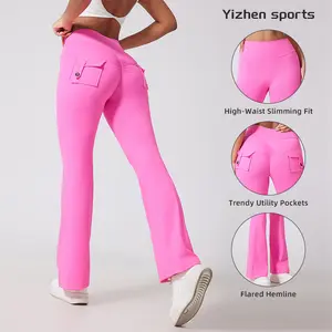 High-waisted yoga flare pants High-elasticity long yoga pants with strong wrapping, no tightness, unrestricted movement and stretching, solid color and versatile, suitable for tennis, yoga, running, fitness