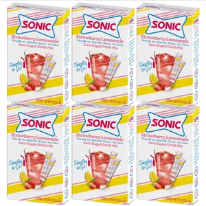 SONIC Singles To Go Drink Mix! Strawberry Lemonade WaterTok Drink Mix Pack with 6 Packs of 6 Sticks Each - Sweet Beverage for Summer Heat Beverage Mixed Sweet