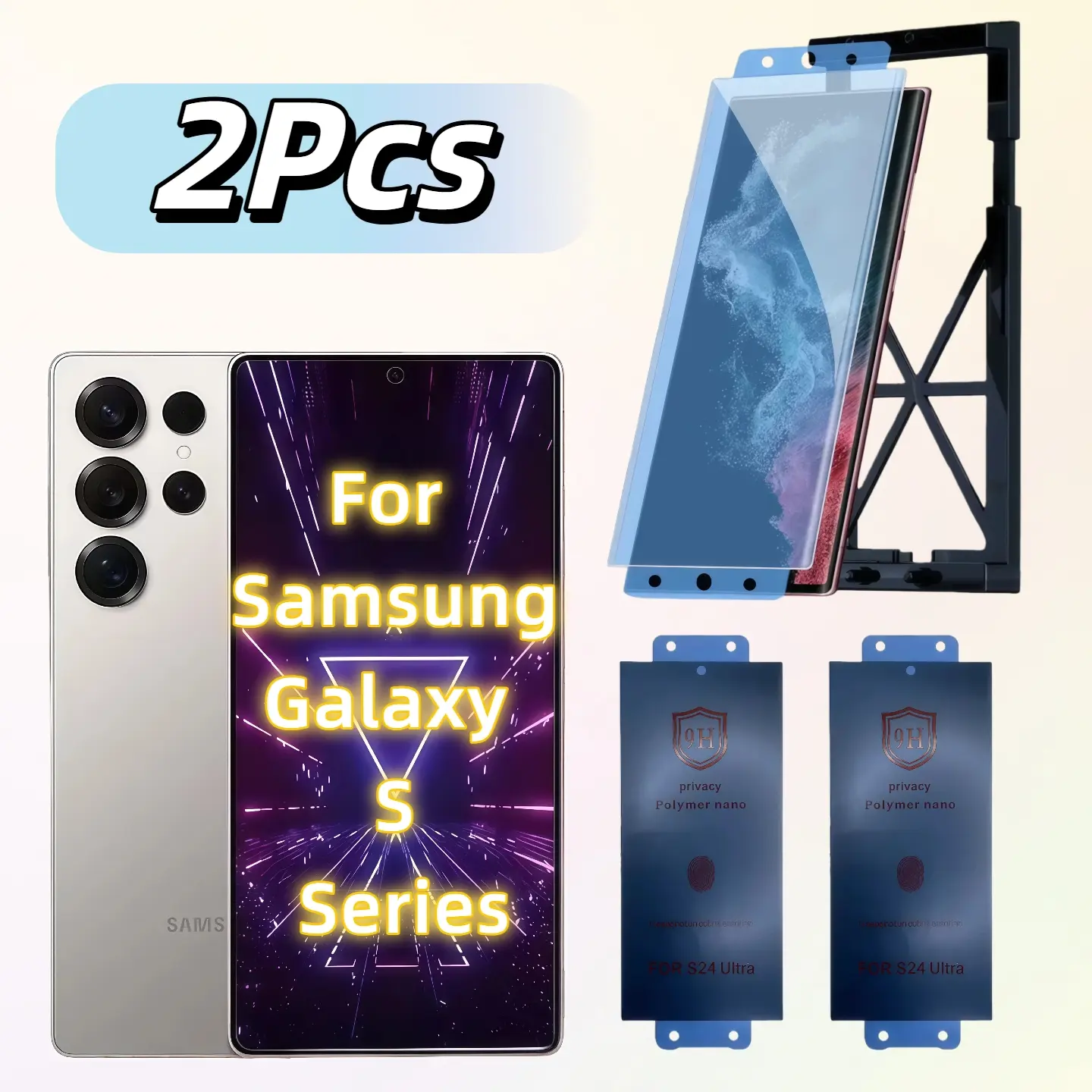 2-Pack Anti-Spy Ceramic Screen Protector for Samsung Galaxy Series, Easy Install Scratch-Resistant Phone Protection Film with Installation Tools