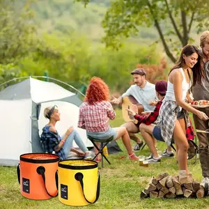 Collapsible Bucket, 2 Counts/set Portable Folding Water Storage Container, Lightweight Leakproof Water Storage Container for Outdoor Camping Hiking