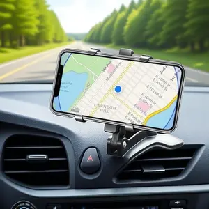 360° Rotatable Car Phone Holder Rearview Mirror GPS Navigation Rack Adjustable Car Dashboard Mount Sun Visor Clip