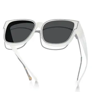 Meeloog Polarized Fit Over Glasses Sunglasses, Square Lightweight Wrap Around Shades For Women ST0898