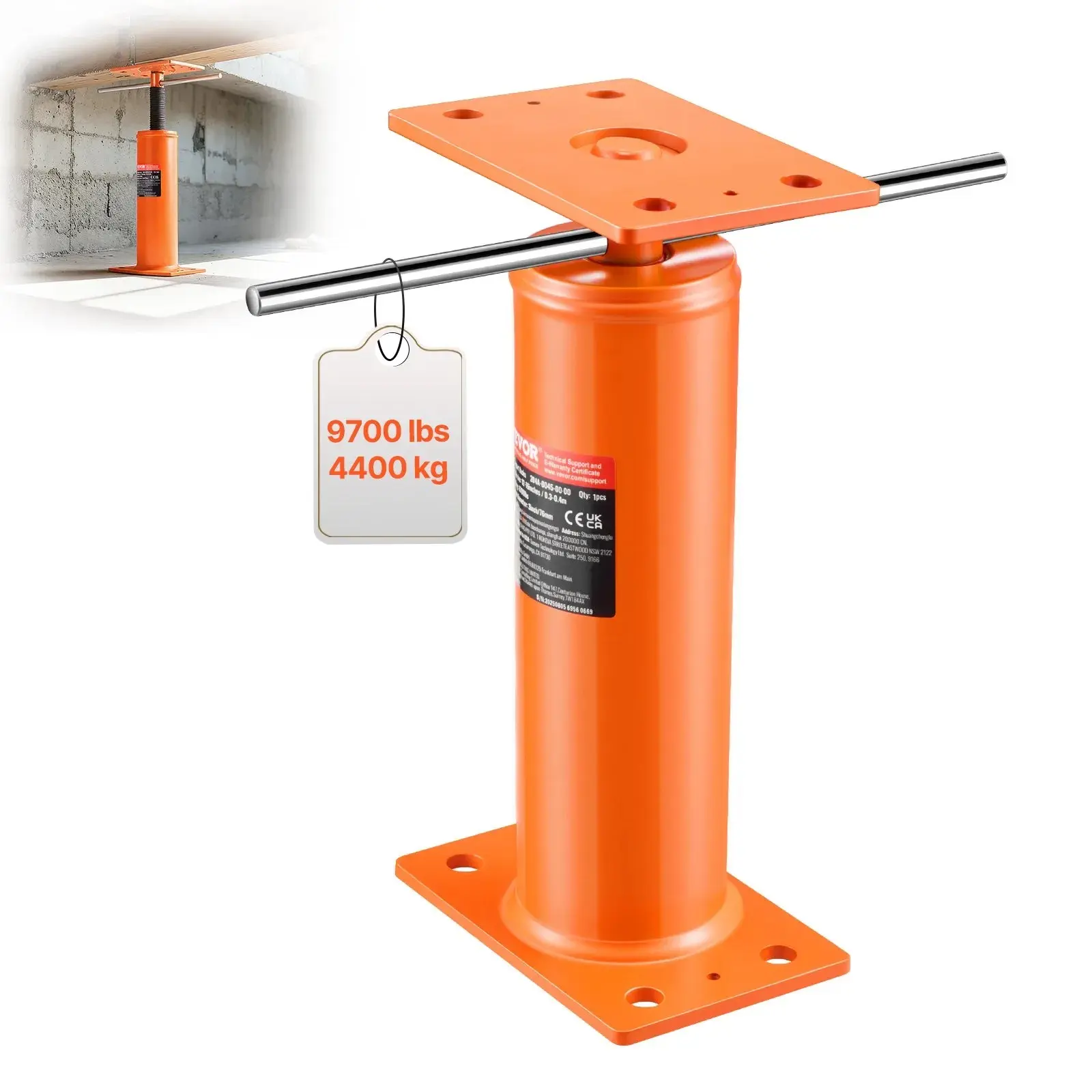 VEVOR Steel Telescoping House Floor Jack Post, 11.6"-16" Adjustable Height Design, 2500 lbs Per Unit & 9700 lbs Max Load, Support Beam for Leveling Bed Frames & Temporary Basement Lift Support