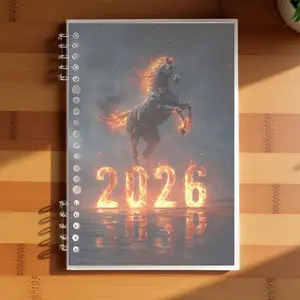 Fiery Black Horse 2026 Notebook, A5 Size, Lined Pages, Dynamic Flame - Themed Design, Premium Paper Material, Ideal for Office & Daily Use, Trendy Stationery Essential