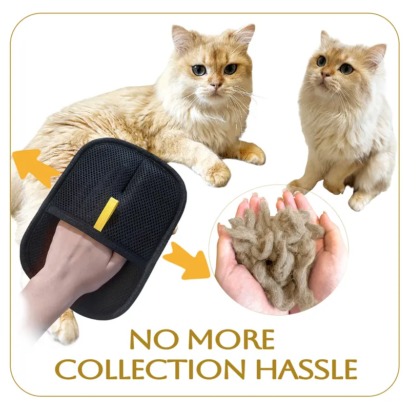 Electrostatic Pet Hair Removal Gloves - Reusable Deshedding Tool with Thickened Glove-Style Non-Adjustable One-Size Fit, Premium Materials, No Pulling or Irritation for Cats, Couch & Carpet Grooming