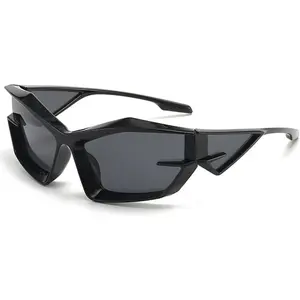 Cool Futuristic Y2K Sunglasses for Men Women Sports Wrap Around Shield Cat Eye Glasses Alien Space Shades