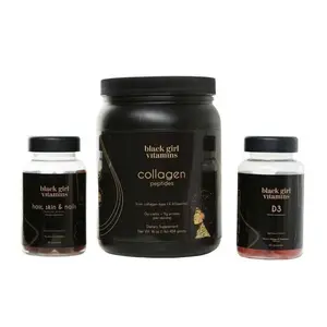 Black Girl Vitamins Beauty 3-Pack Bundle, Collagen Peptides & D3 Supplement for Womens Wellness, Supports Healthy Hair, Radiant Skin & Strong Nails, Edible Dietary Fitness Healthcare Beauty Supplement