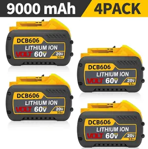 9000mAh/9.0Ah 20V/60V MAX Replacement for DeWalt DCB606 DCB609 DCB612 Batteries Compatible with DeWalt 20V/60V Variable Voltage Battery, Chargers and Power Tools 4Pack