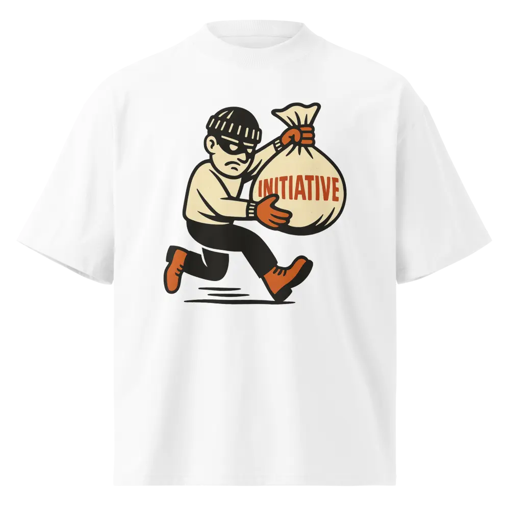 Take Initiative Tee - Oversized High Neck Cotton T-Shirt for Leaders & Dreamers Motivational Streetwear with Bold Graphic Design