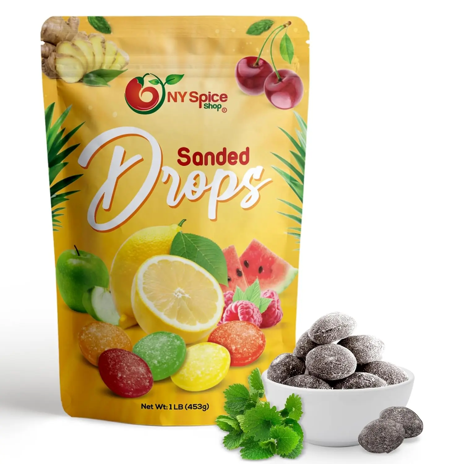 NY SPICE SHOP Horehound Sanded Candy Drops -  Old Fashioned Sanded Drops - Fresh Delicious Bulk Candy - Sanded Hard Candy Sugar Snack Sweet Bonbon