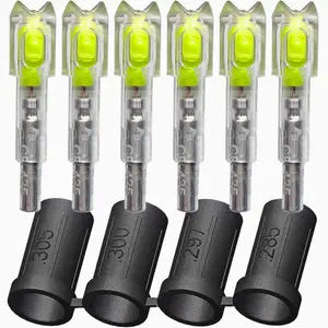 sntxmy 6-Pack Crossbow Lighted Nocks Yellow with 4 Sizes .285/.297/.300/.305” Bushings Durable LED Arrow Nocks for Hunting Target Practice Outdoor