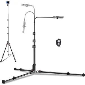 84" Phone Tripod, Tall Tripod Stand for Selfies with Flexible Gooseneck & Remote, Compatible with iPhone Android, Travel/Gopro/Ring Light/Webcam/Video Recording/Vlogging