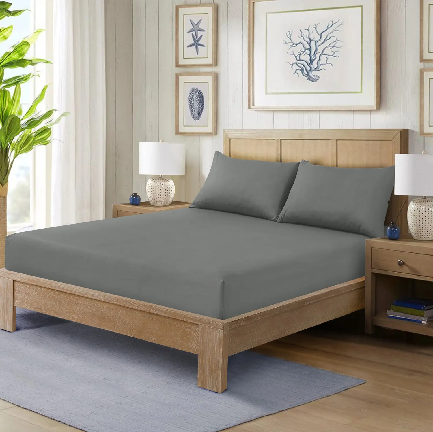 A Adios Fitted Sheet - 40cm Deep Pocket - Soft Microfiber - Shrinkage & Fade Resistant - Easy Care - Grey - Twin/Full/Queen/King Sizes - Luxurious Comfort, Cooling Sleep, All Season Fitted Sheets, Modern, Hotel Room