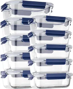 Glass  Storage Containers with  Airtight, 10 Pack Meal Prep Containers,  Lid Glass Lunch Box